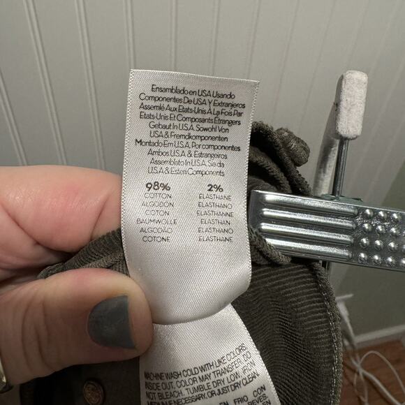 Mother The Dropout Jeans Cropped Hopscotch Olive Green Corduroy Size 27 - Picture 8 of 8